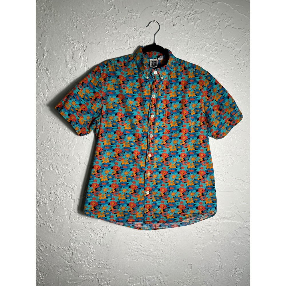 Kennington California Floral Button Front Shirt Men's Large Retro 70s Mod Cotton